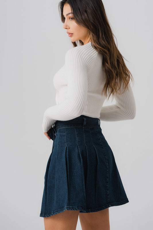 BLUE DENIM MINI SKIRT