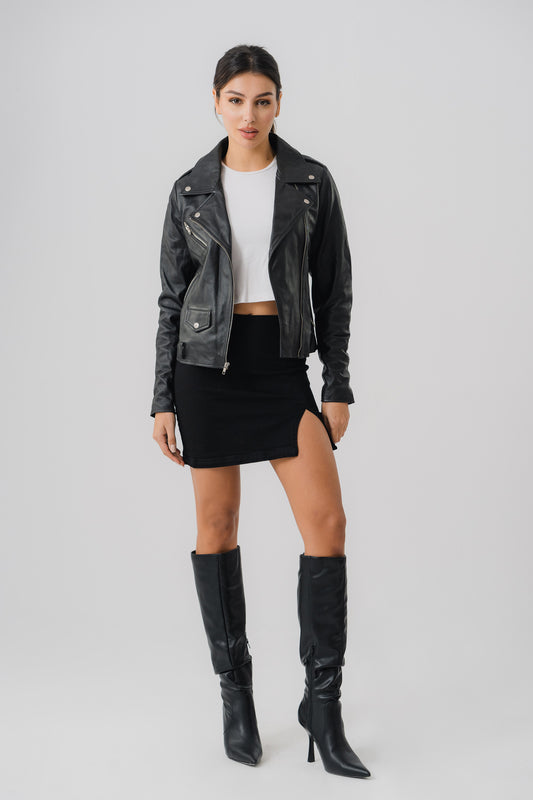 Black Short Denim Skirt