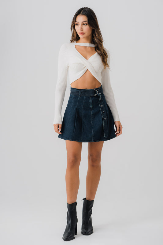 BLUE DENIM MINI SKIRT