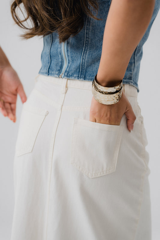 Column Denim Pencil Skirt