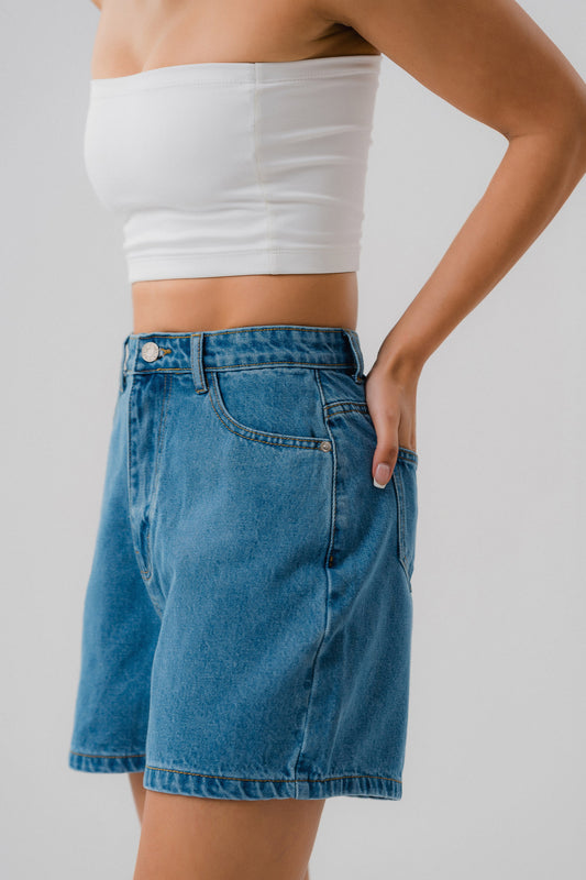 Mid Blue Denim Shorts